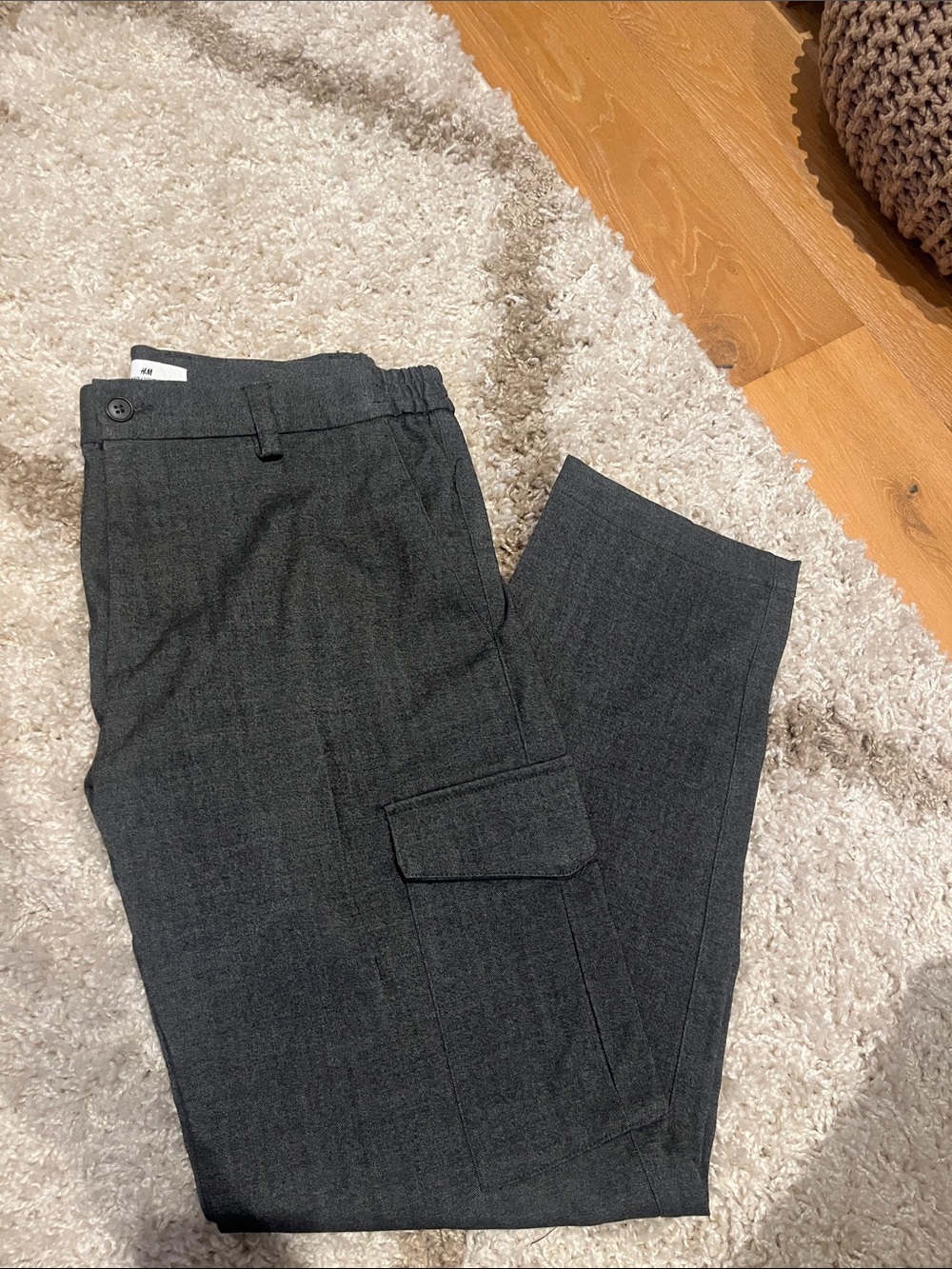 H&M Men's Charcoal Gray Cargo Trousers